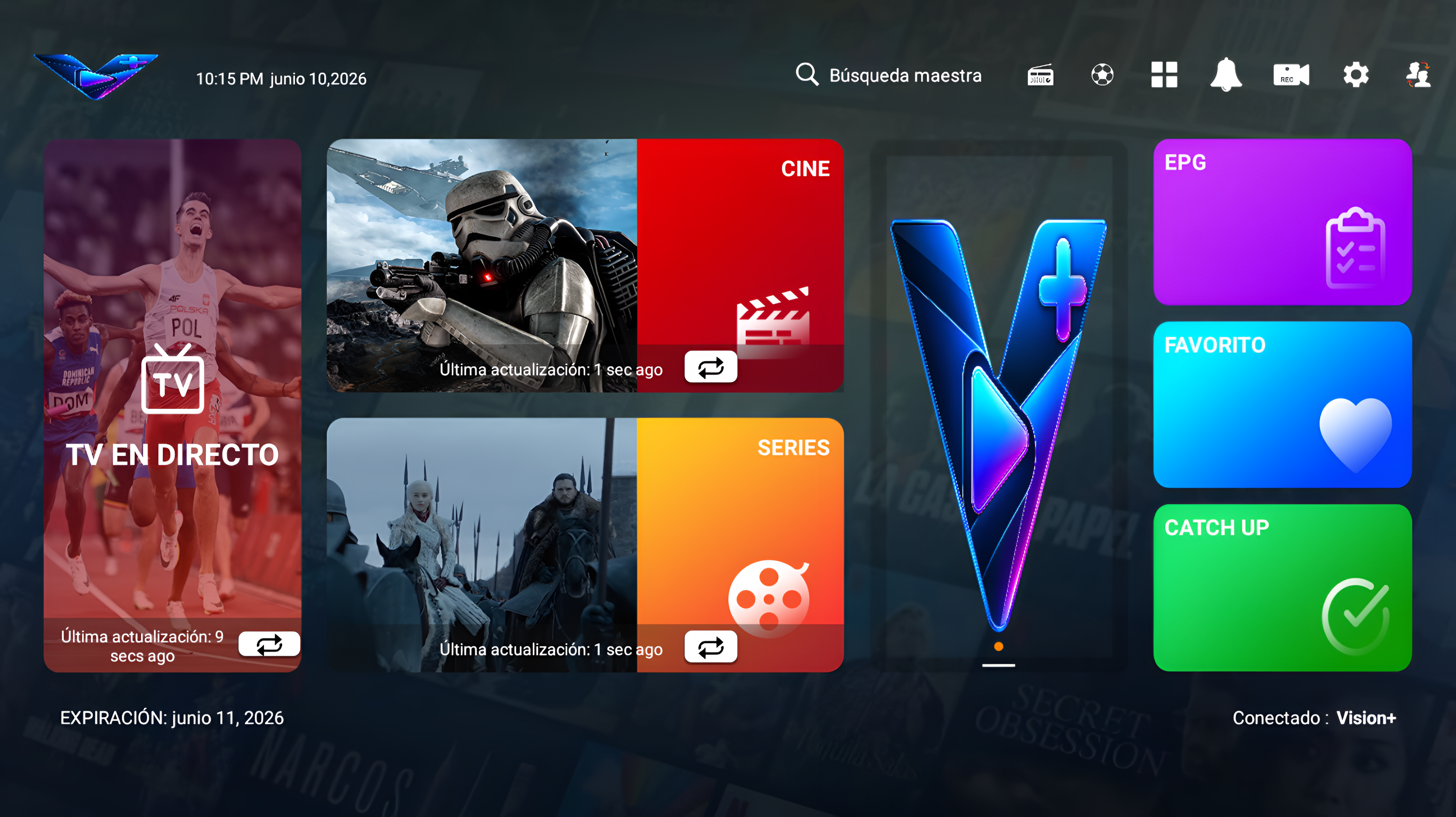 Captura 1 de Vision+ — pantalla principal