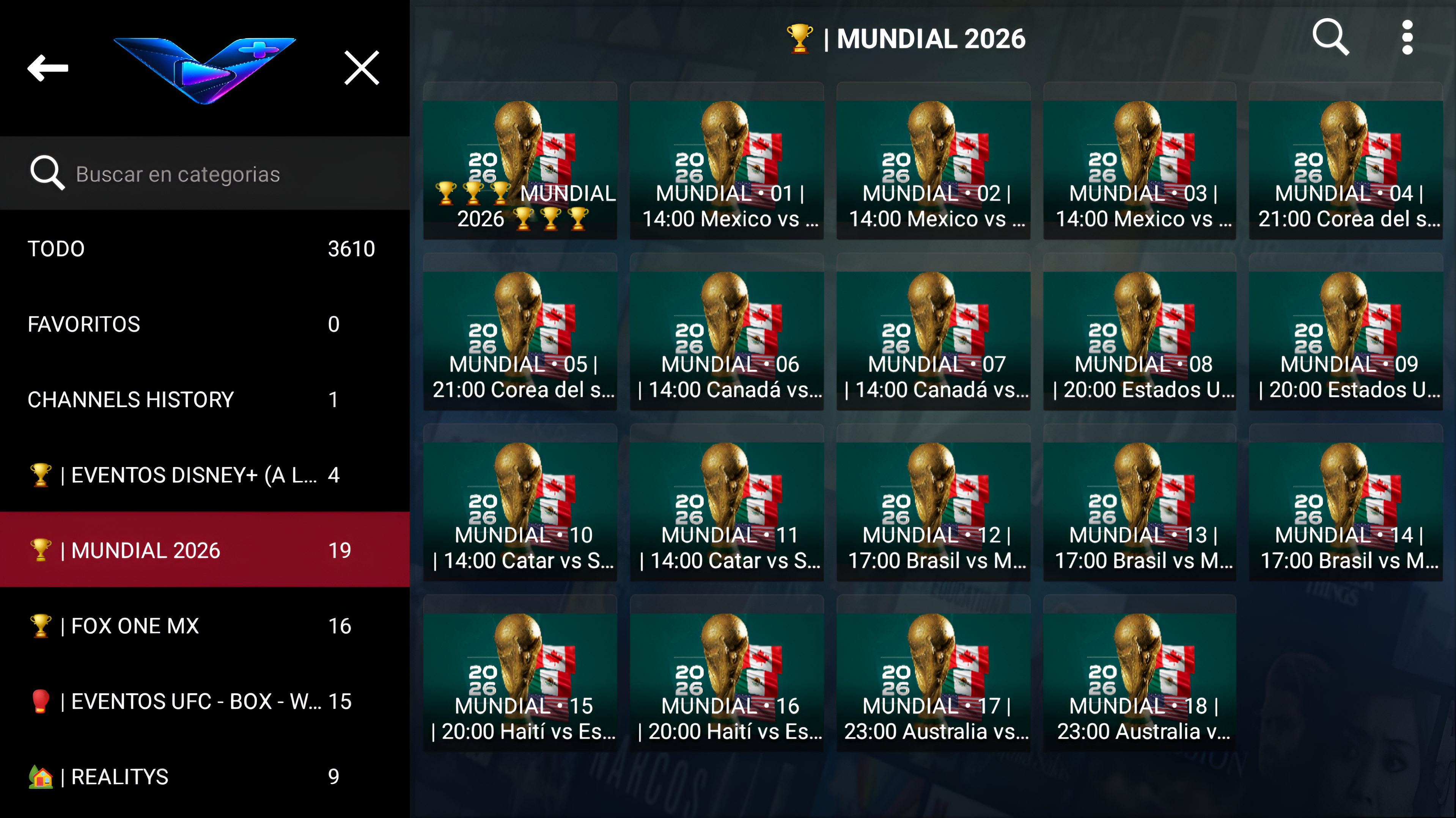 Captura 2 de Vision+ — canales en vivo